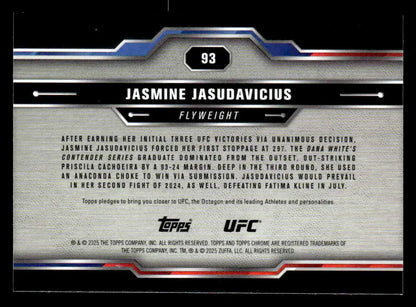 Back of 2025 Topps Chrome Sapphire Edition UFC Jasmine Jasudavicius trading card