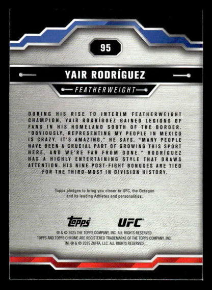 Collectible Yair Rodríguez UFC trading card from 2025 Topps Chrome Sapphire Edition