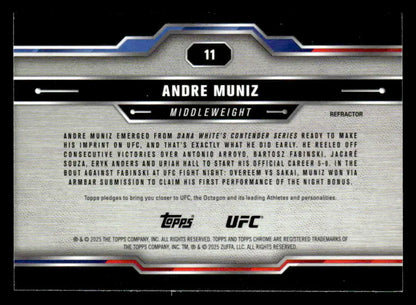 UFC trading card featuring Andre Muniz from 2025 Topps Chrome UFC Refractor
