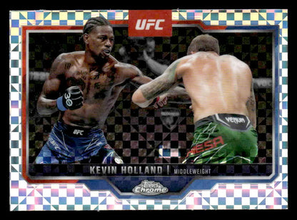 Collectible 2025 Topps Chrome UFC Kevin Holland X-Fractor trading card featuring UFC fighters