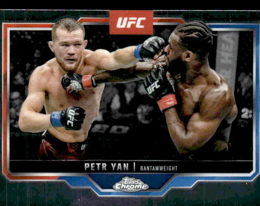 Collectible 2025 Topps Chrome UFC Petr Yan trading card featuring fighters in action