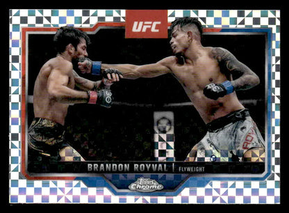 Topps Chrome UFC Brandon Royval X-Fractor trading card featuring him in a fight