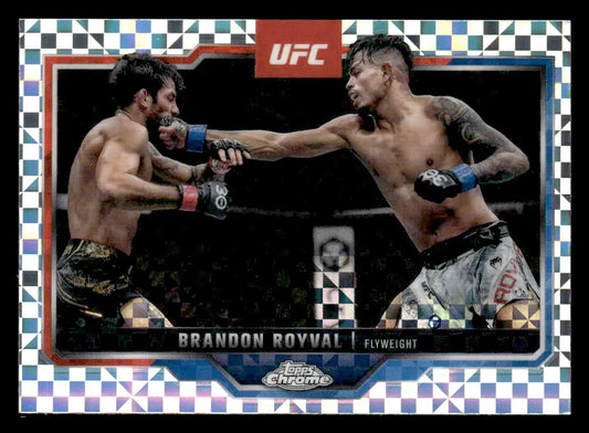 Topps Chrome UFC Brandon Royval X-Fractor trading card featuring him in a fight