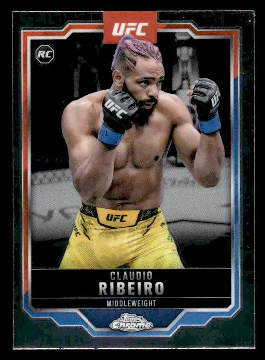 Collectible UFC trading card featuring Claudio Ribeiro from 2025 Topps Chrome UFC series