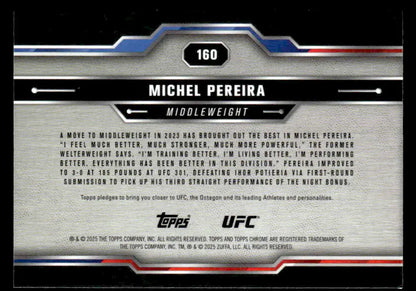 Collectible 2025 Topps Chrome UFC trading card of Michel Pereira in chrome UFC series
