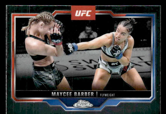 UFC trading card featuring Maycee Barber from 2025 Topps Chrome UFC collection