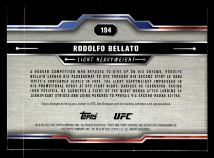 Trading card of Rodolfo Bellato from Topps Chrome UFC 2025 X-Fractor series