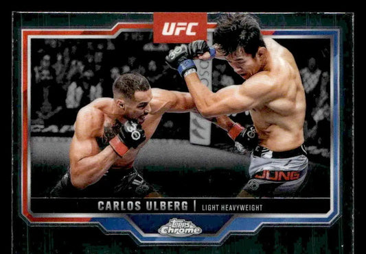 2025 Topps Chrome UFC Carlos Ulberg trading card featuring fighters in action