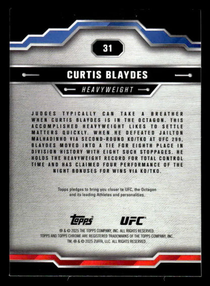 Collectible trading card of Curtis Blaydes from 2025 Topps Chrome UFC series