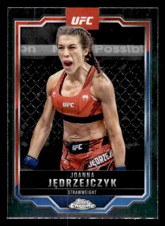 UFC Topps Chrome trading card of Joanna Jędrzejczyk from 2025 Topps Chrome UFC series