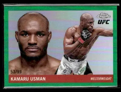 2025 Topps Chrome UFC #55T-1 Kamaru Usman 1955 Topps Green Refractor