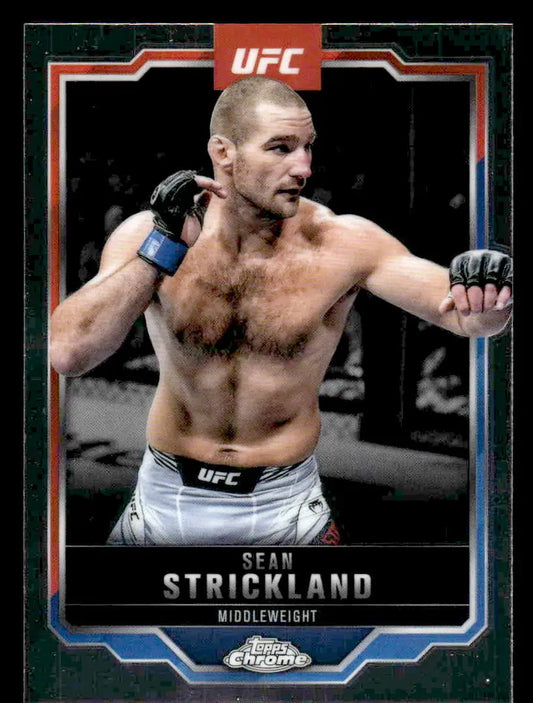UFC trading card featuring Sean Strickland from 2025 Topps Chrome UFC series