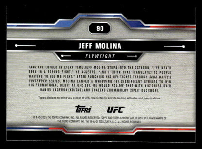 Back of a Jeff Molina Topps Chrome UFC trading card from 2025 Chrome UFC series