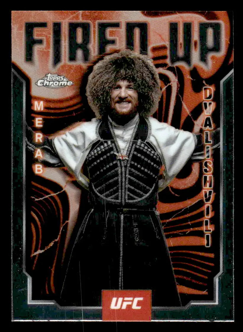Topps Chrome UFC trading card featuring Merab Dvalishvili from 2025 Topps Chrome UFC series