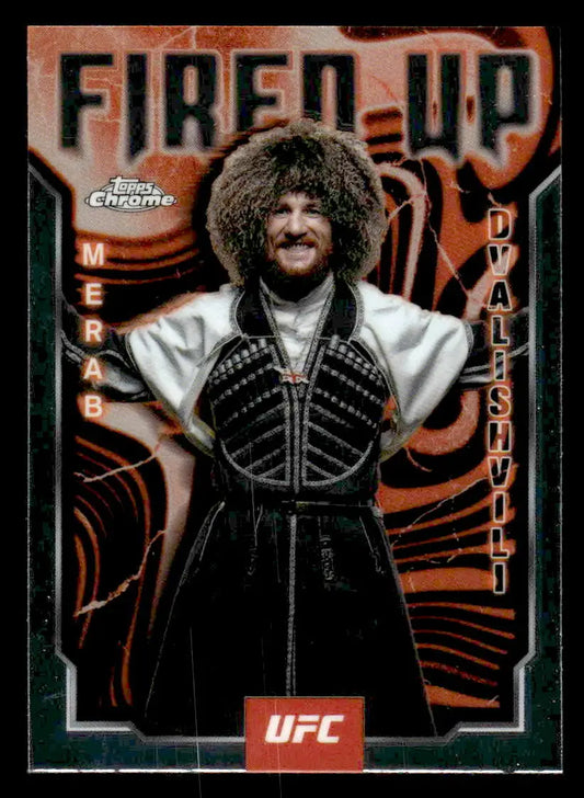 Topps Chrome UFC trading card featuring Merab Dvalishvili from 2025 Topps Chrome UFC series
