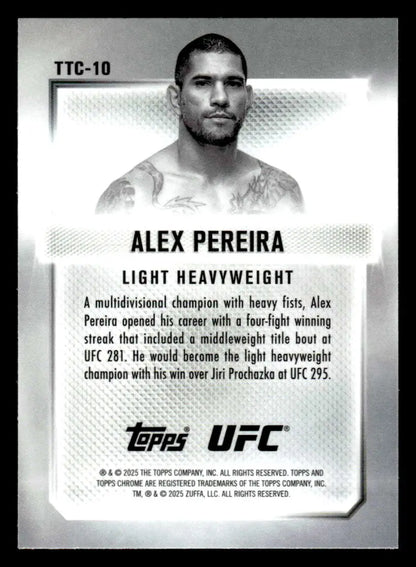 Collectible Topps Chrome UFC trading card featuring Alex Pereira fighter for chrome UFC fans