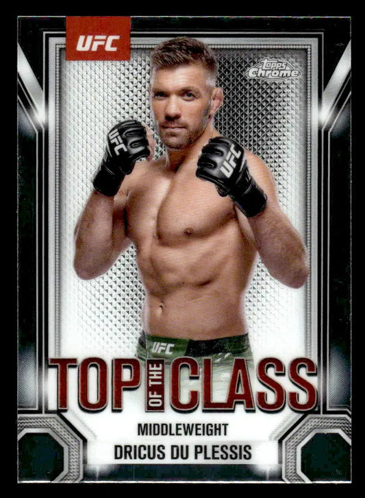 UFC trading card featuring Dricus Du Plessis from 2025 Topps Chrome UFC Top of the Class