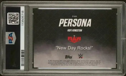 Graded Kofi Kingston wrestling card from 2025 Topps Chrome WWE Chrome WWE Persona collection