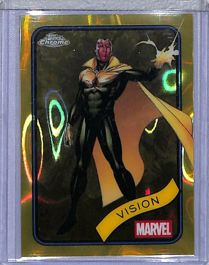 2025 Topps Chrome Yellow Lava Vision trading card displaying vibrant yellow lava design