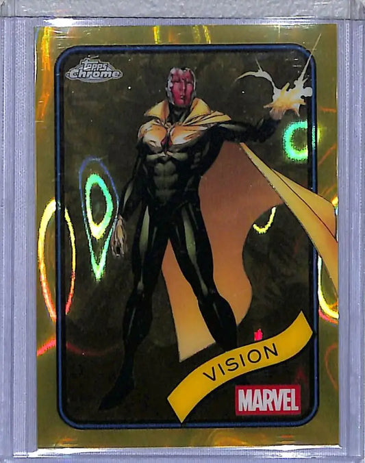 2025 Topps Chrome Yellow Lava Vision trading card displaying vibrant yellow lava design