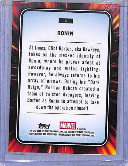 Ronin Marvel trading card from 2025 Topps Chrome Yellow Lava series, NM-MT condition