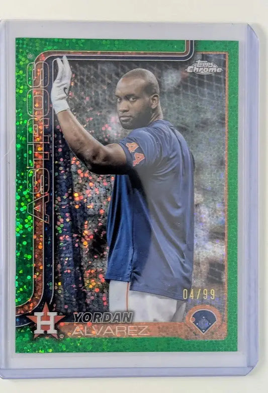 Yordan Alvarez Topps Chrome green speckle refractor baseball card numbered 04/99