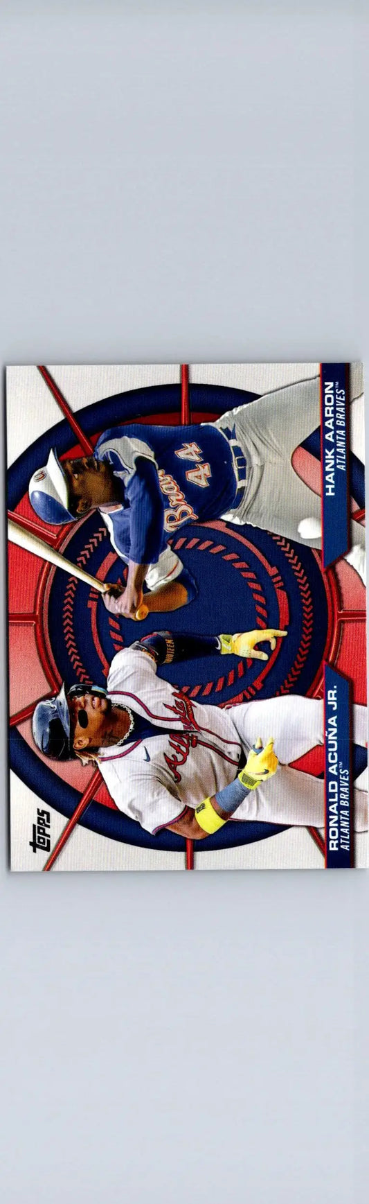 Baseball trading card of Hank Aaron and Ronald Acuña from 2025 Topps Dynamic Duos