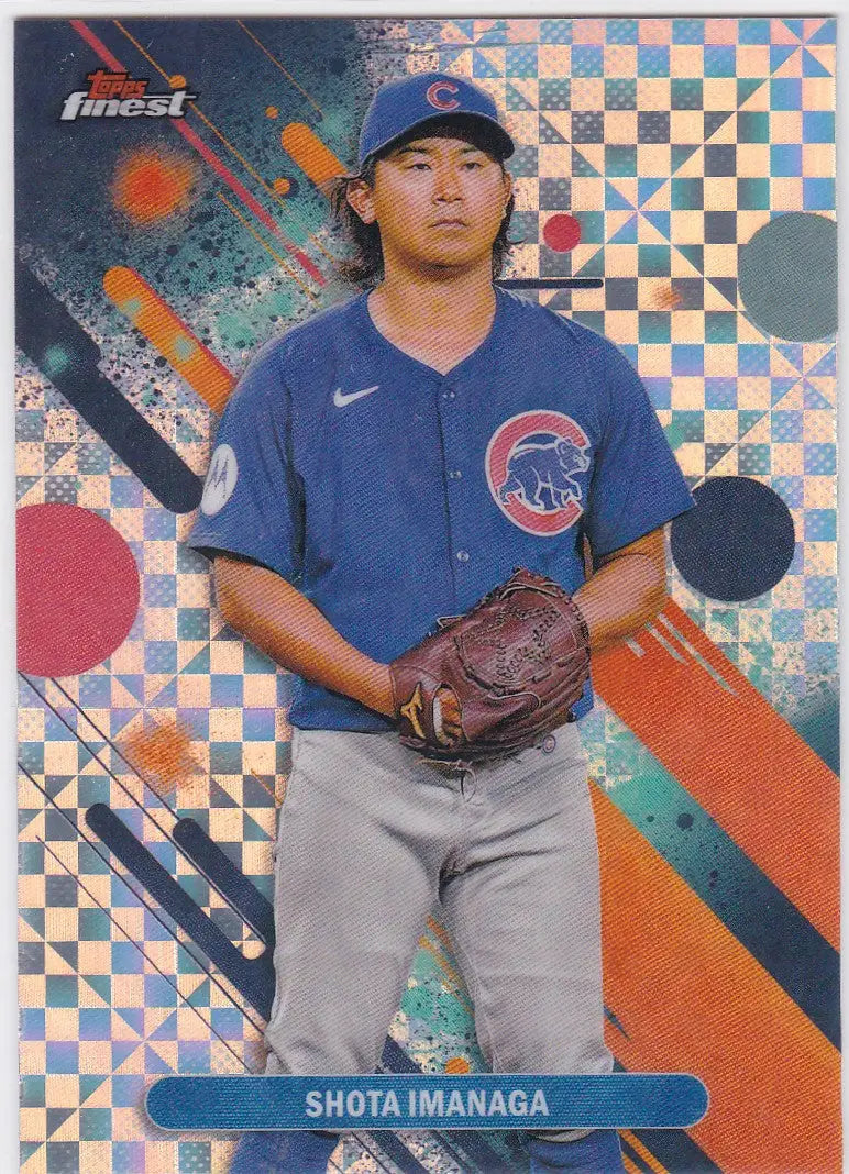 Baseball trading card of Shota Imanaga Checkboard Chicago Cubs in a 2025 Topps Finest set