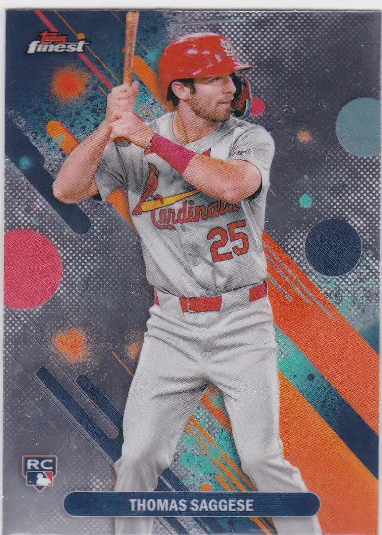 Baseball trading card of Thomas Saggese from 2025 Topps Finest featuring Louis Cardinals