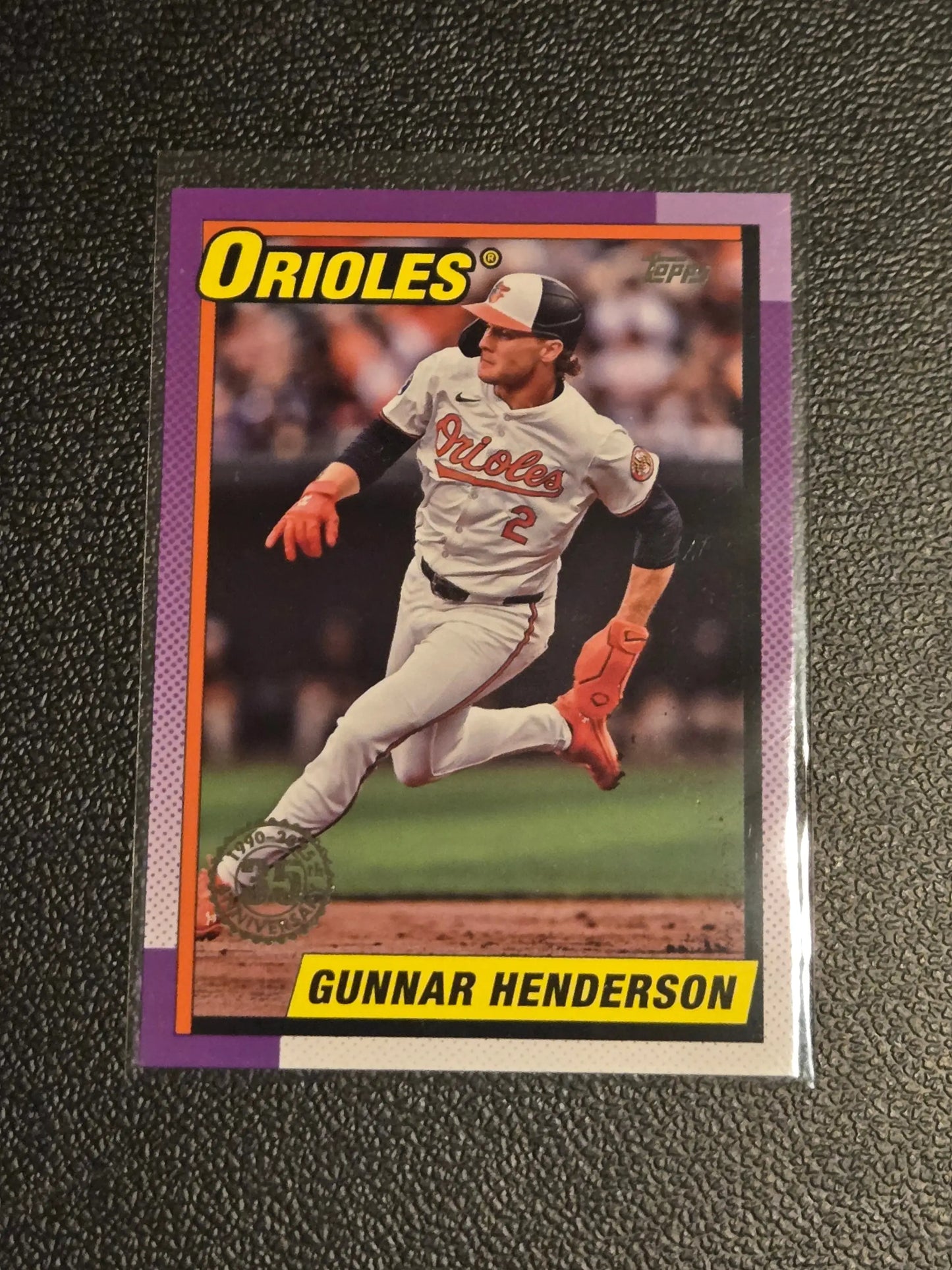 Baseball trading card of Gunnar Henderson from 2025 Topps Baseball 35th Anniversary series