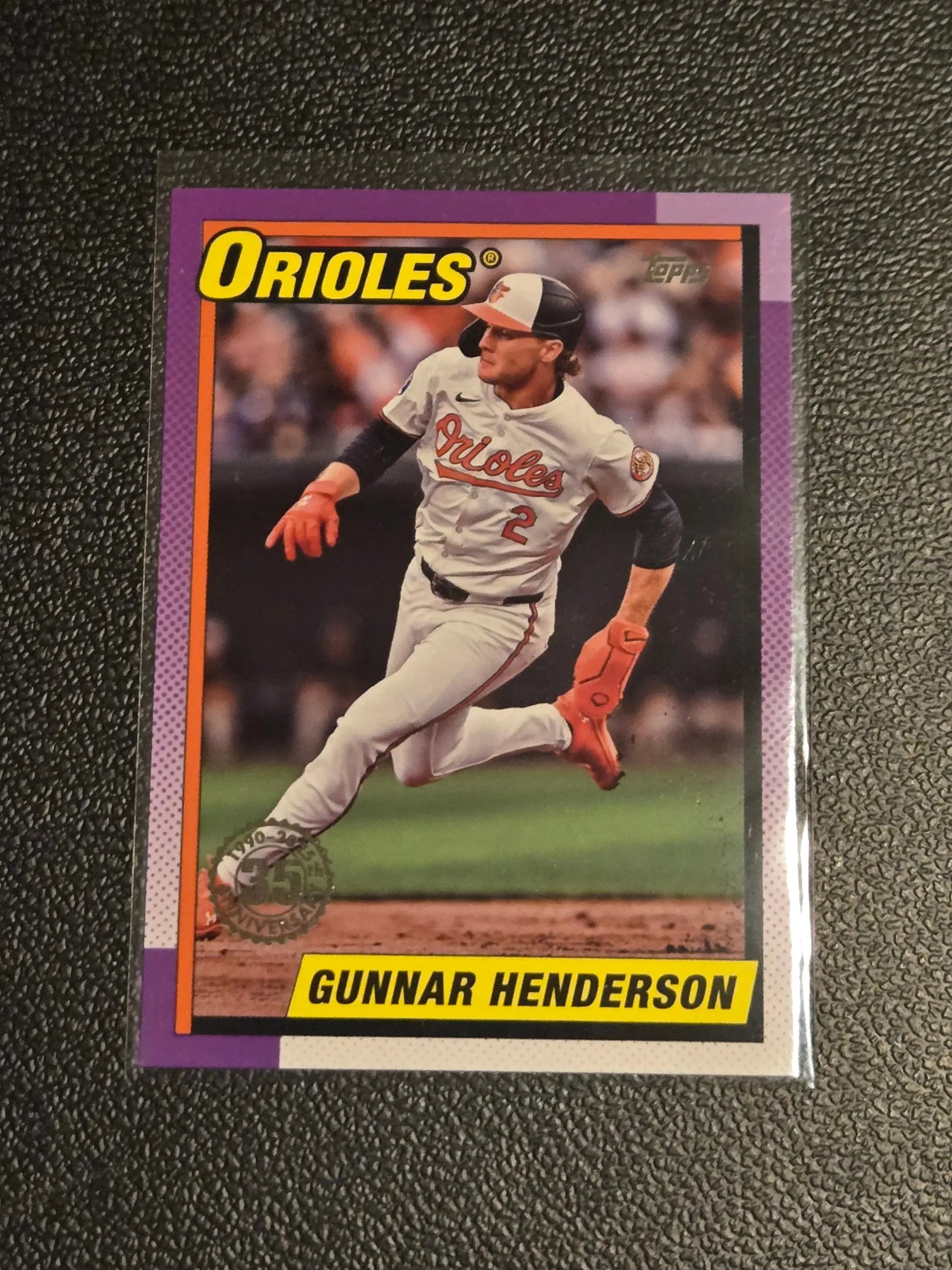 Baseball trading card of Gunnar Henderson from 2025 Topps Baseball 35th Anniversary series