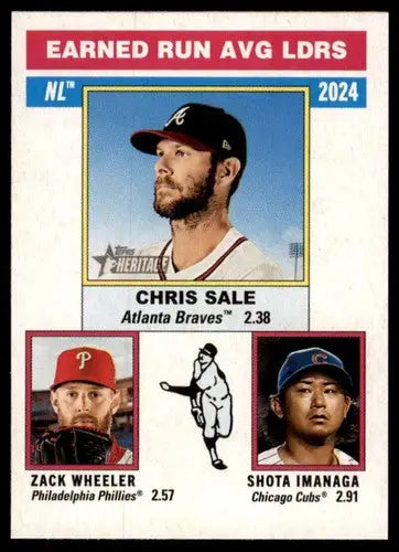 Original gloss baseball card featuring Chris Sale ERA leaders from 2025 Topps Heritage