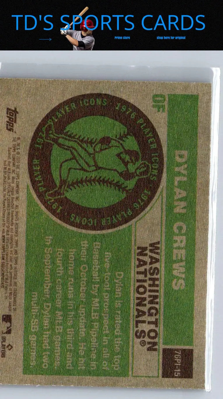 Dylan Crews baseball card from Topps Heritage Player Icons series 2025