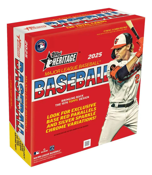 2025 Topps Heritage Baseball Mega Box featuring notable Americans and base parallels