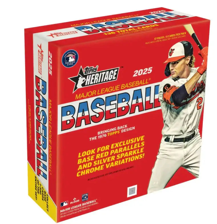 Topps Heritage Baseball 2025 Mega Box with Heritage Baseball cards front view