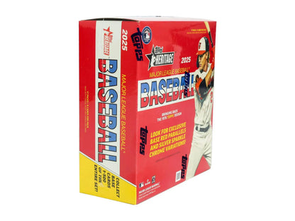 2025 Topps Heritage Baseball Mega Box with base card chrome and card chrome features
