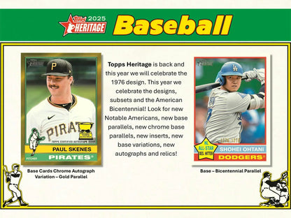 2025 Topps Heritage Baseball Mega Box with collectible base card and card chrome options