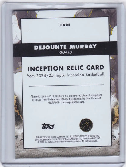 Dejounte Murray patch from 2024/25 Topps Inception basketball card featuring Dejounte Murray