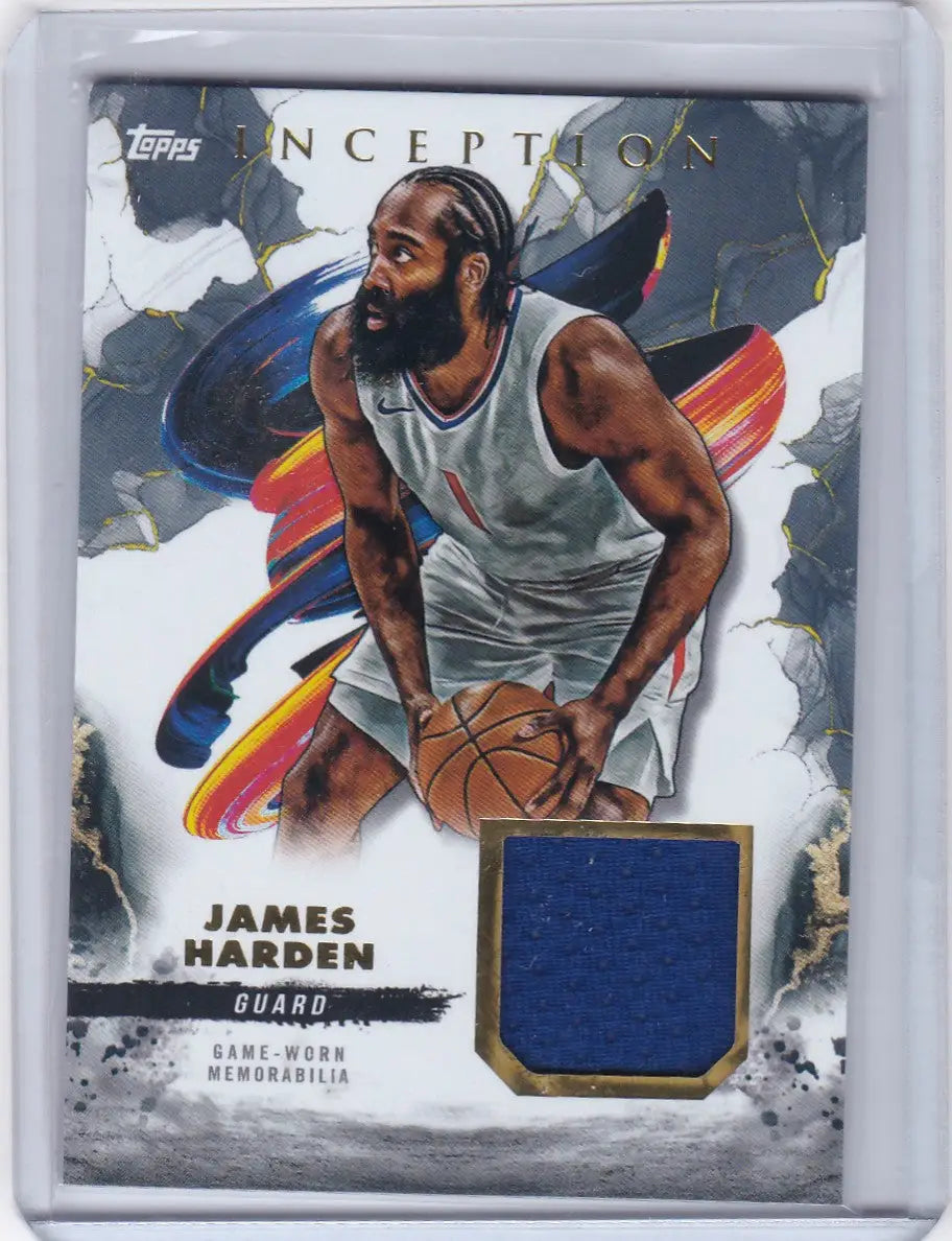 James Harden Los Angeles Clippers trading card with game-worn jersey patch from Topps Inception