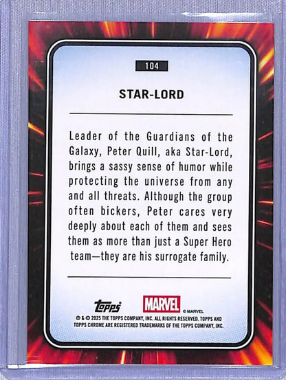 Star-Lord trading card from 2025 Topps Marvel Chrome series showcasing Marvel Chrome collectibles