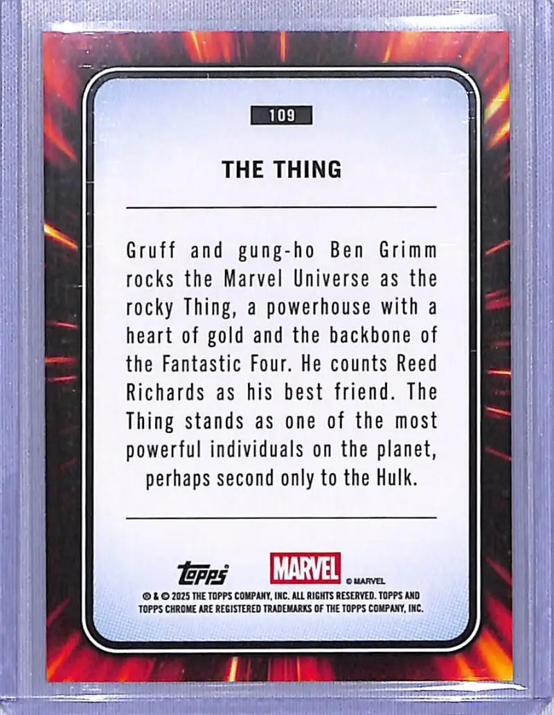 Collectible trading card from 2025 Topps Marvel Chrome featuring The Thing NM-MT