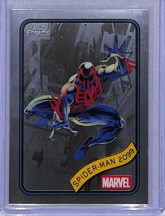 Spider-Man 2099 trading card from 2025 Topps Marvel Chrome series