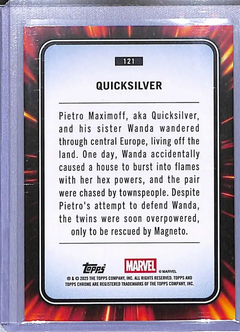 Quicksilver Marvel trading card from 2025 Topps Marvel Chrome series