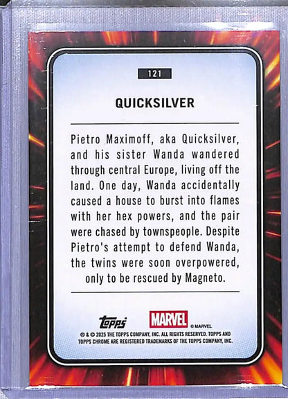 Quicksilver Marvel trading card from 2025 Topps Marvel Chrome series
