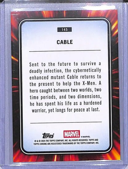 Cable trading card from 2025 Topps Marvel Chrome series showcasing Marvel character