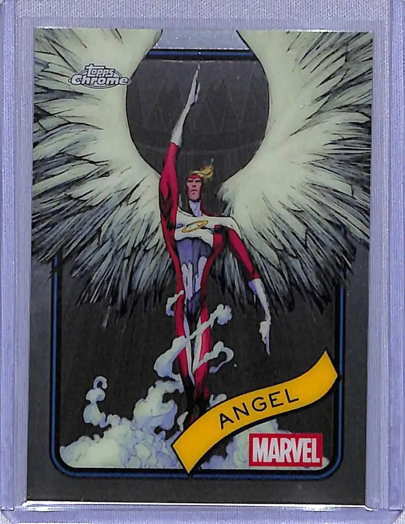 Angel Marvel trading card from 2025 Topps Marvel Chrome series featuring Marvel chrome collectibles