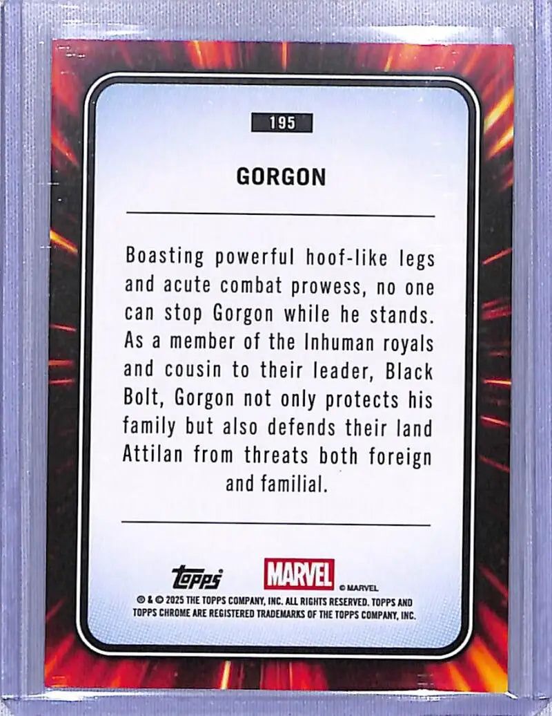 Gorgon Marvel trading card from 2025 Topps Marvel Chrome series, NM-MT grade