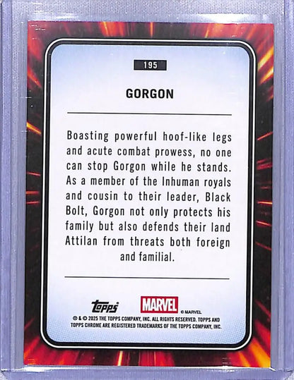 Gorgon Marvel trading card from 2025 Topps Marvel Chrome series, NM-MT grade