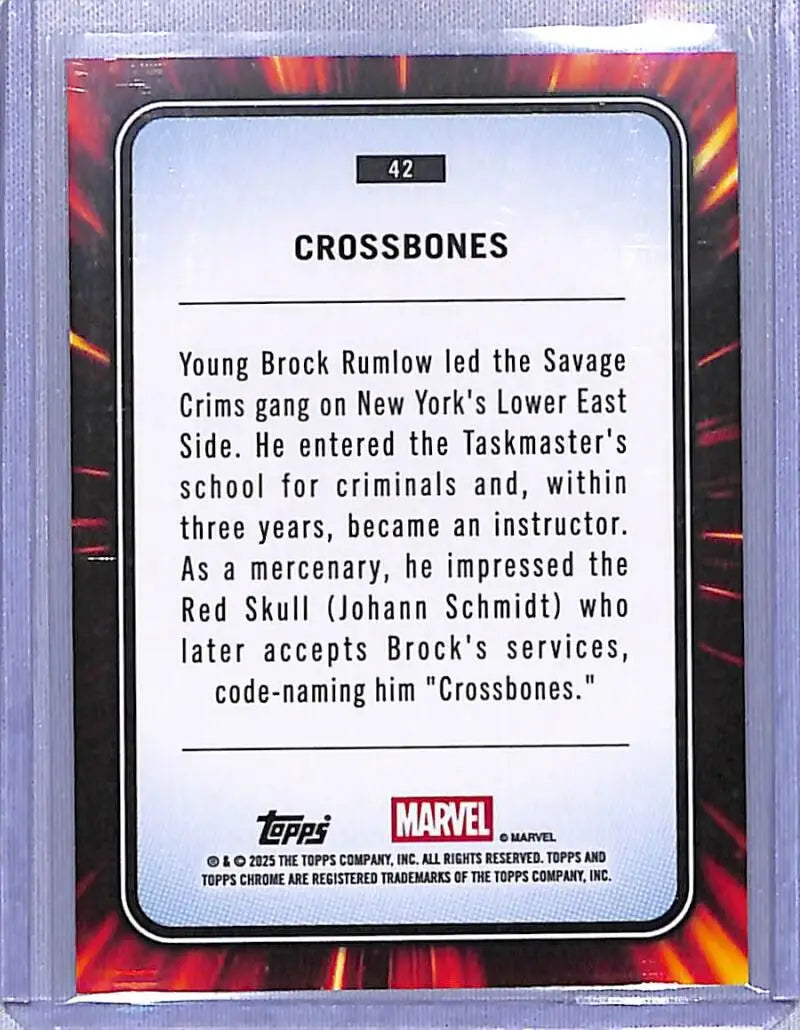 Marvel Chrome Crossbones trading card from 2025 Topps Marvel Chrome series