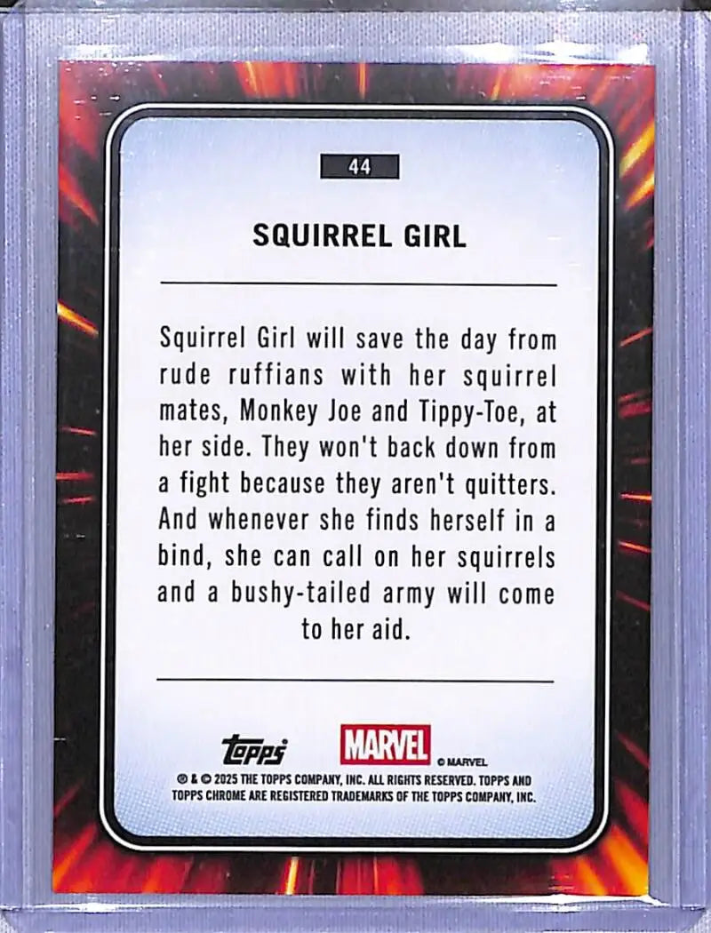 Squirrel Girl trading card from 2025 Topps Marvel Chrome series